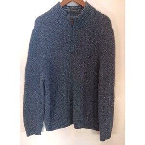 Jos. A. Bank 1905 Merino Wool Alpaca Blend 1/4 Zip Sweater Men’s XL Blue Tweed